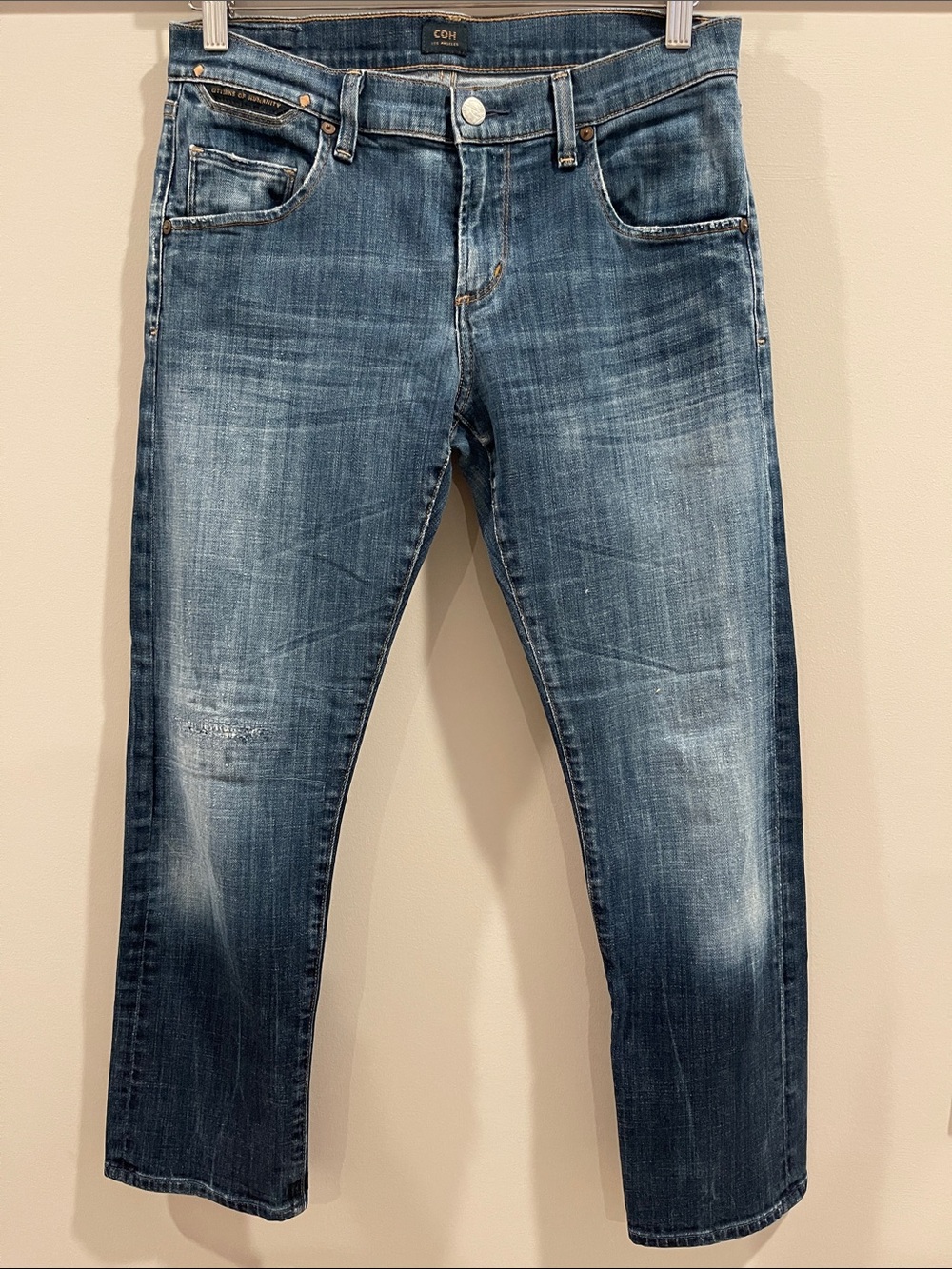 Citizens Of Humanity Washed Blue Ankle Crop Jeans